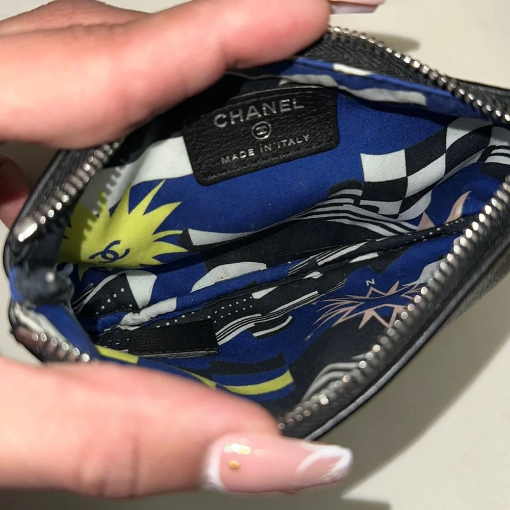 CHANEL black leather
